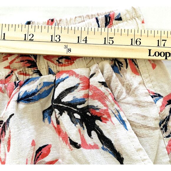 Briggs Women Drawstring Floral Print Straight Linen Blend Pants Beige Combo XL - Picture 5 of 13